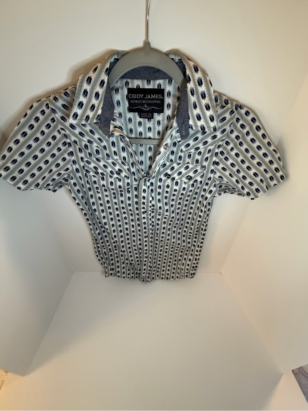 Cody James Kids' Short Sleeve Button-Down Shirt - White & Navy
